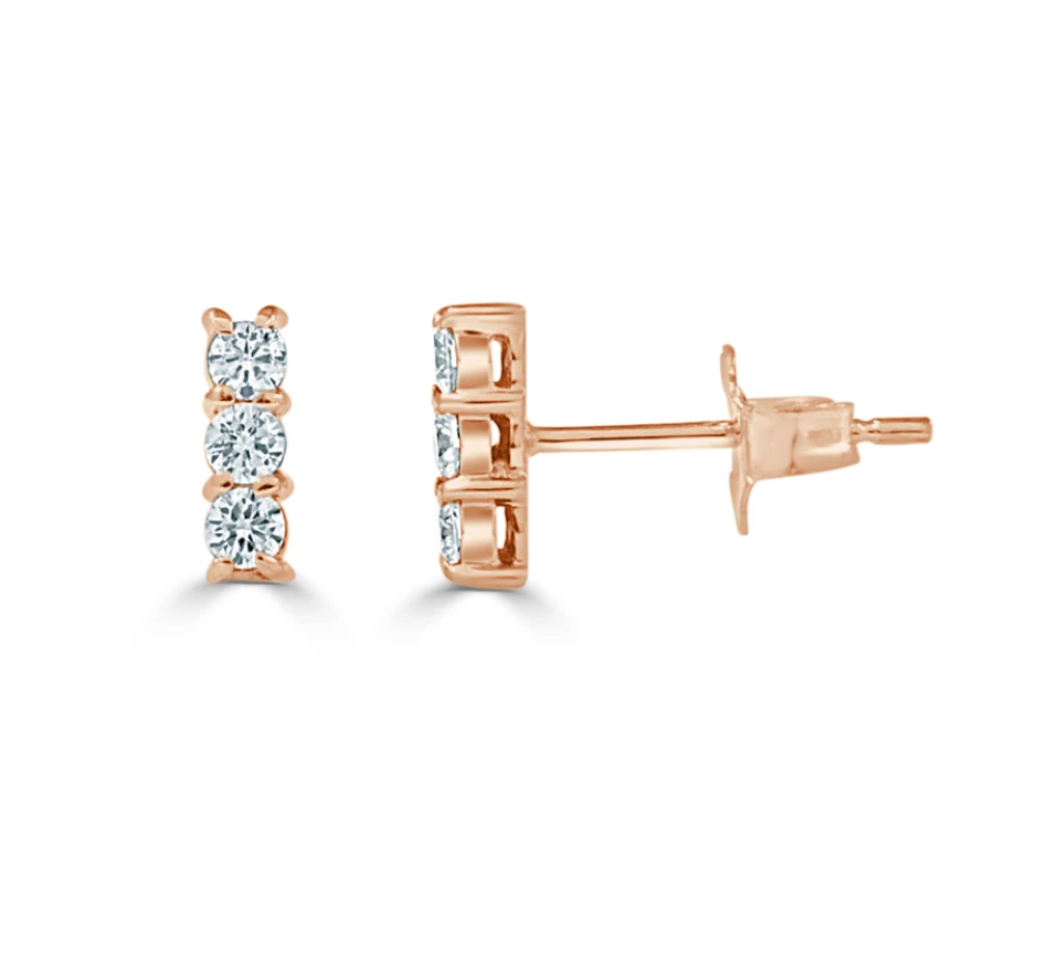 Rose gold 2025 diamond bar earrings
