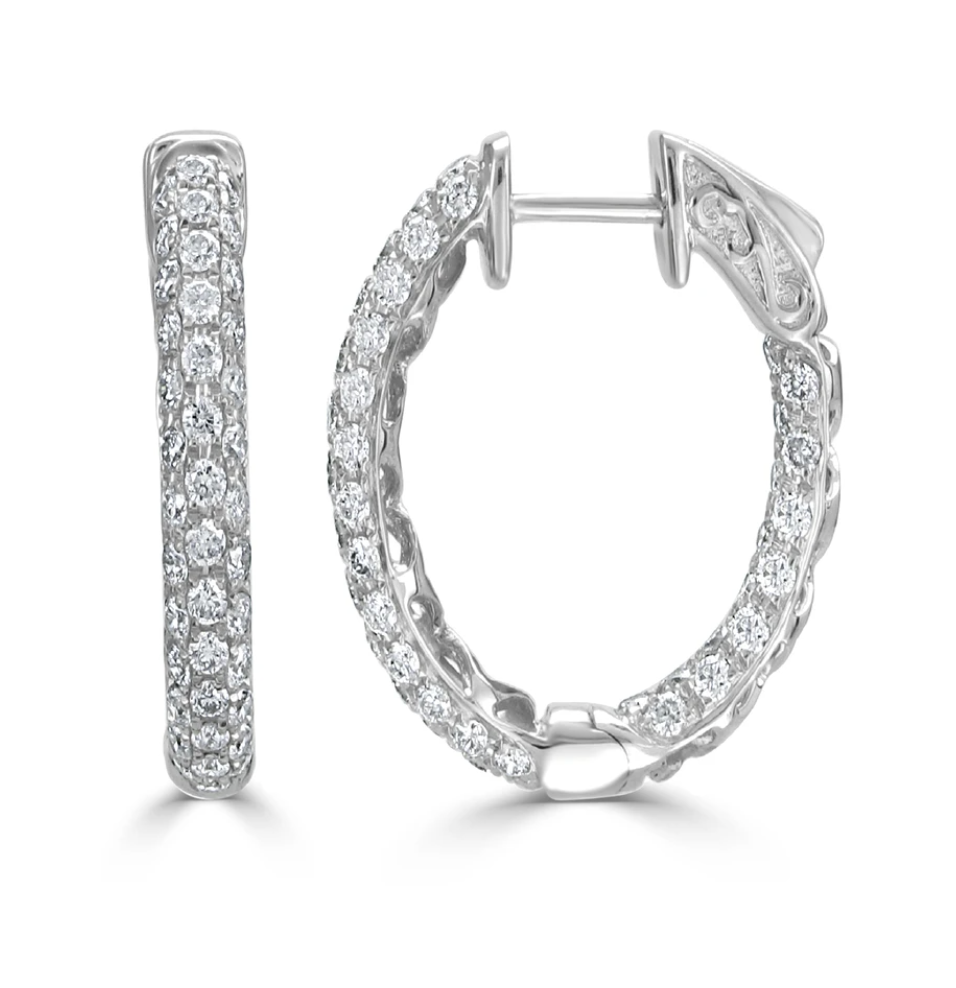 Allegra Pave Diamond Hoop Earrings 1.89 ctw WG