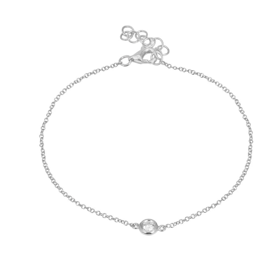 Annabelle Tiny Single Diamond Pendant Bracelet WG