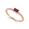 Ruby and Diamond Dainty Stacking Ring Rose Gold
