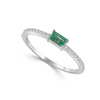 Emerald and Diamond Dainty Stacking Ring WG