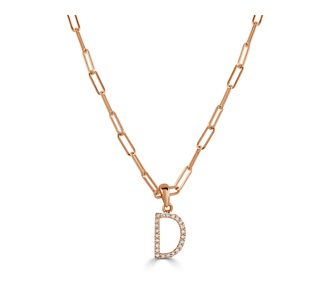 Tezza Paperclip Chain Bracelet w/ Diamond Initial Charm – RW Fine Jewelry