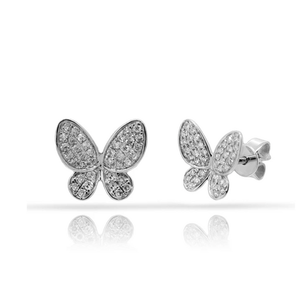 Rubans Voguish Enchanting Butterfly Stud Earrings with Beaded Hangings