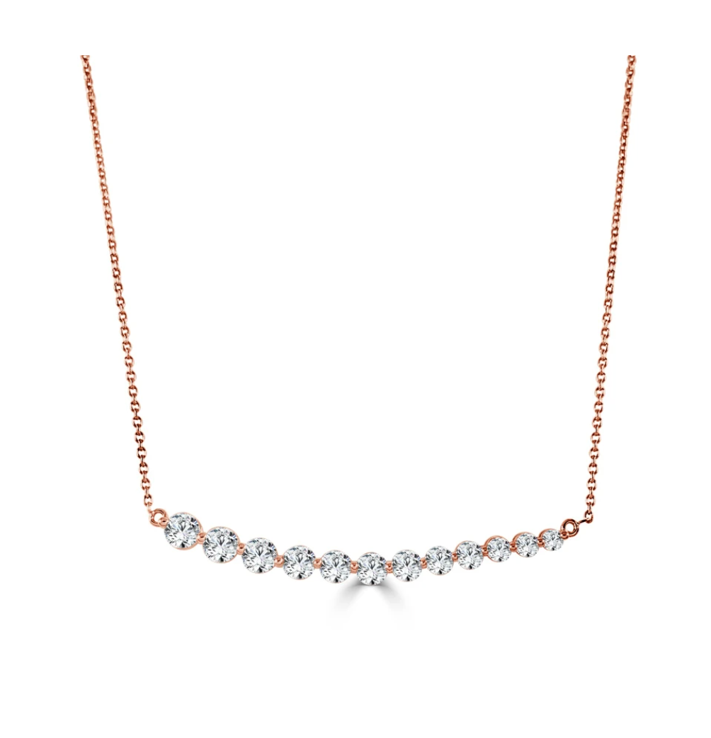 Tex Tapered Diamond Bar Necklace