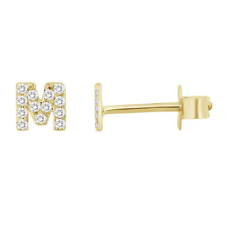 Initial Diamond Stud Earrings