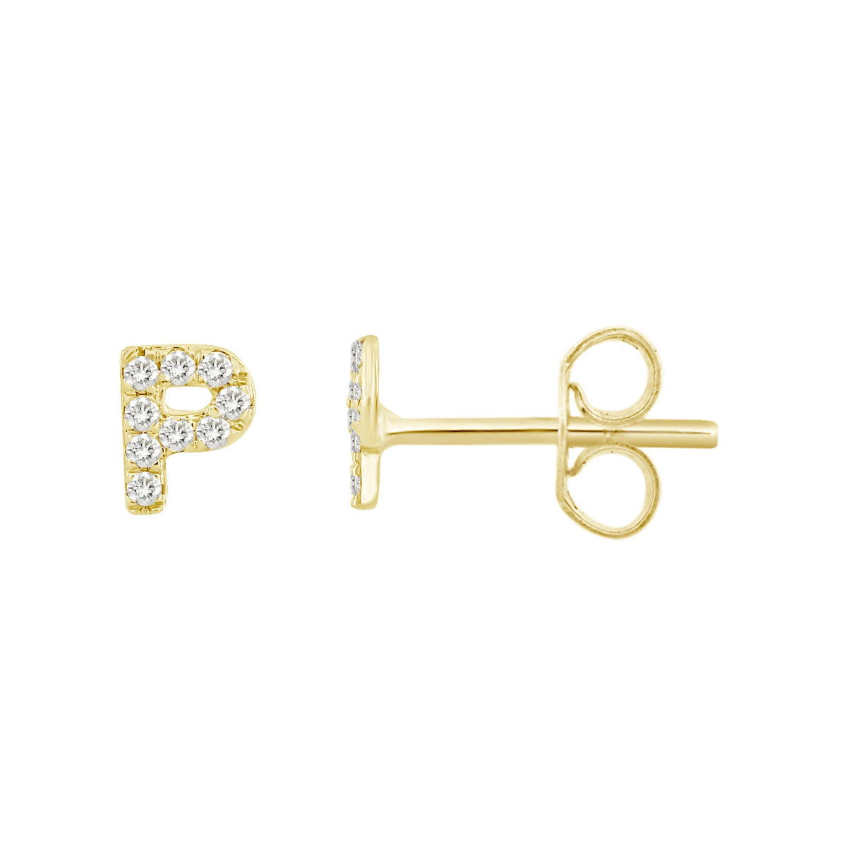 Initial Diamond Stud Earrings