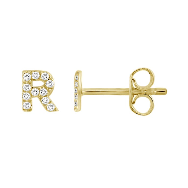 Gold Diamond Letter Stud Earrings - felt