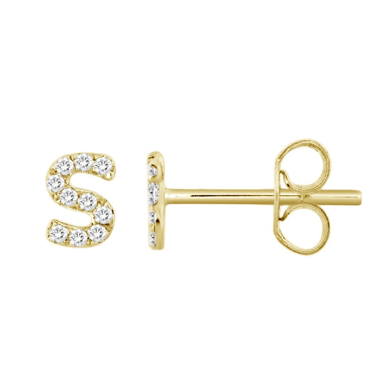 Initial Diamond Stud Earrings