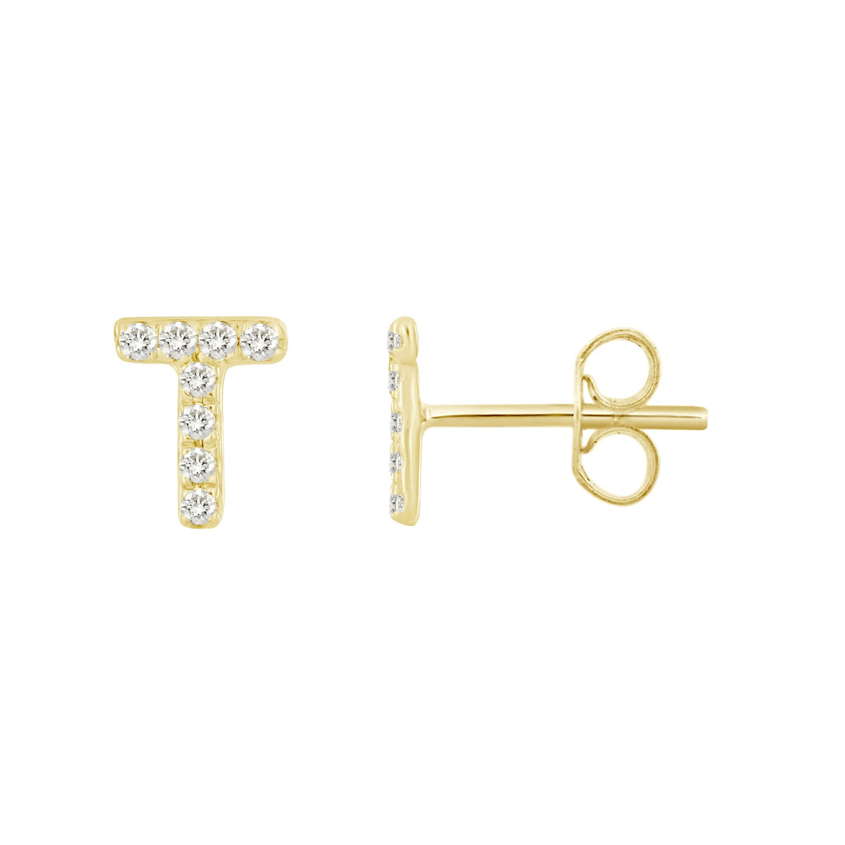 Initial Diamond Stud Earrings