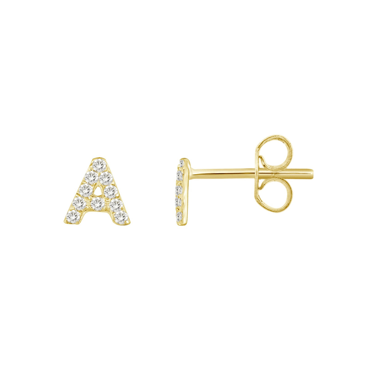 Initial Diamond Stud Earrings