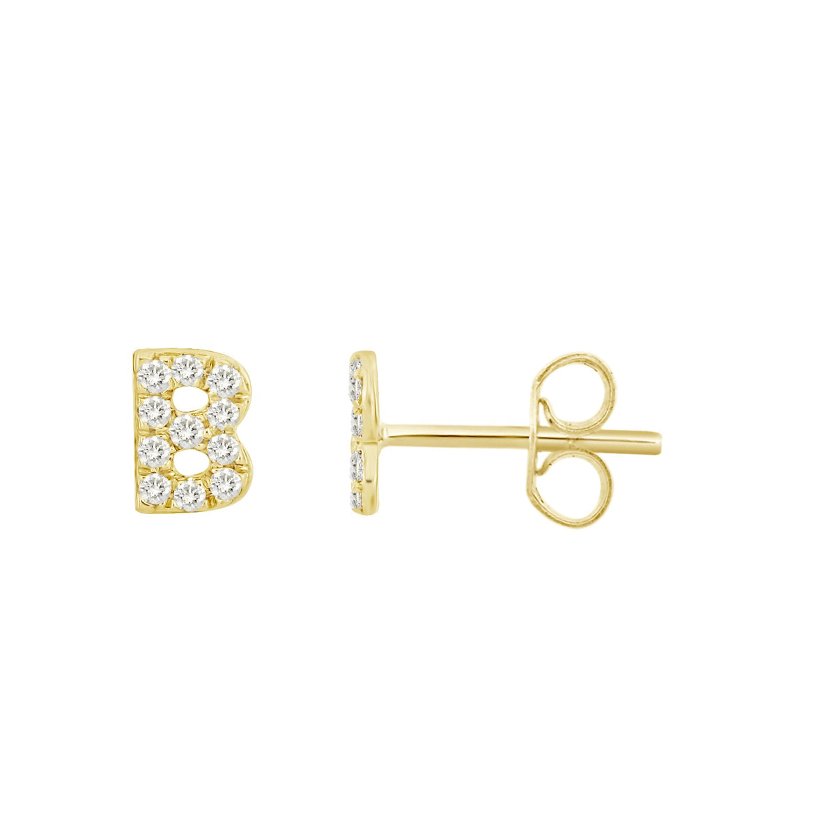 Initial Diamond Stud Earrings