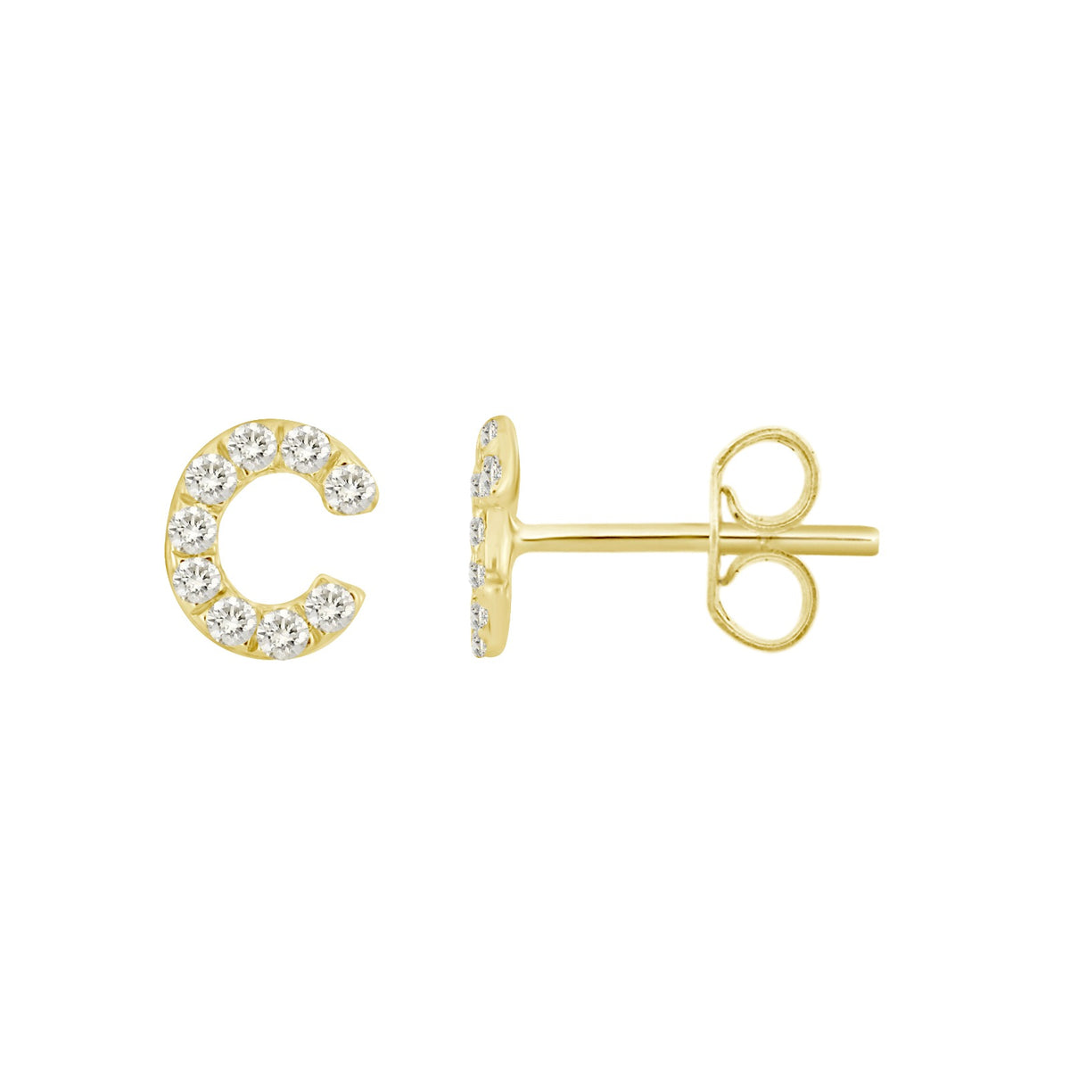 Initial Diamond Stud Earrings