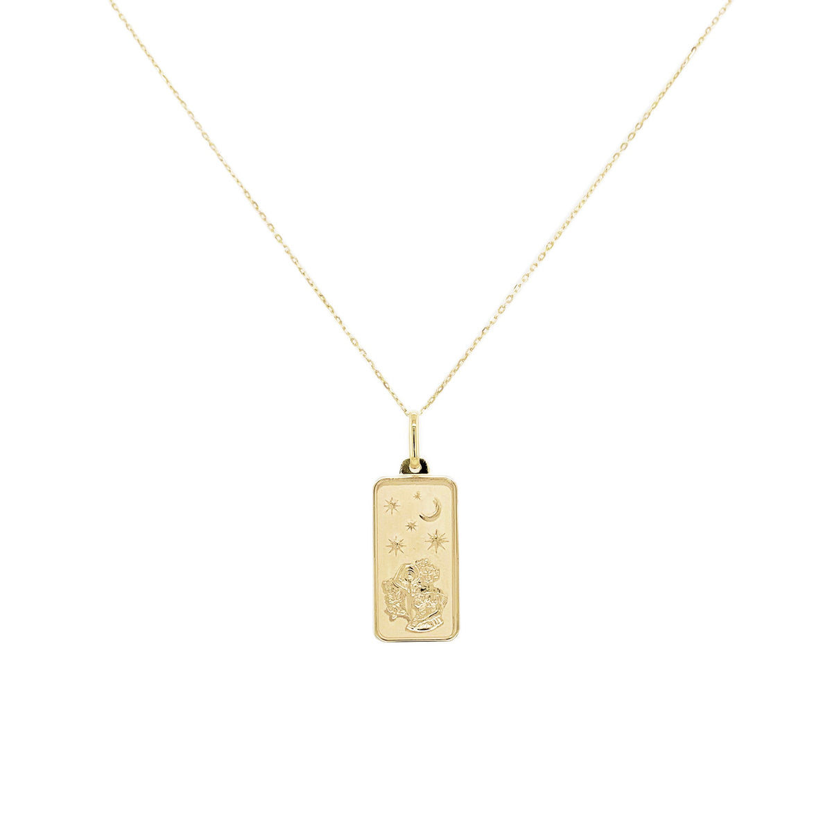 Zodiac 14k Gold Tag Necklace