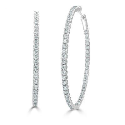 Eloise Double Sided Diamond Oval Hoop Earrings WG