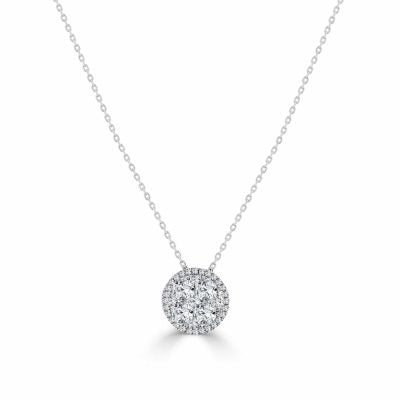 Natassia Round Pendant of Diamonds Necklace