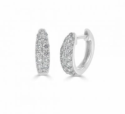 Clara Pave Diamond Huggie Earrings WG