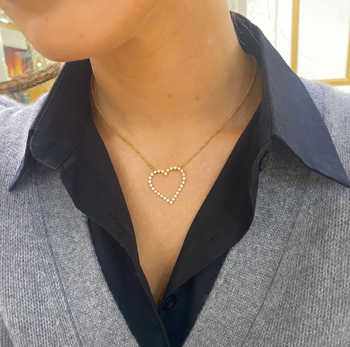 Posie Charlie Cloud® Floating Diamond Heart Necklace 1.00 ctw