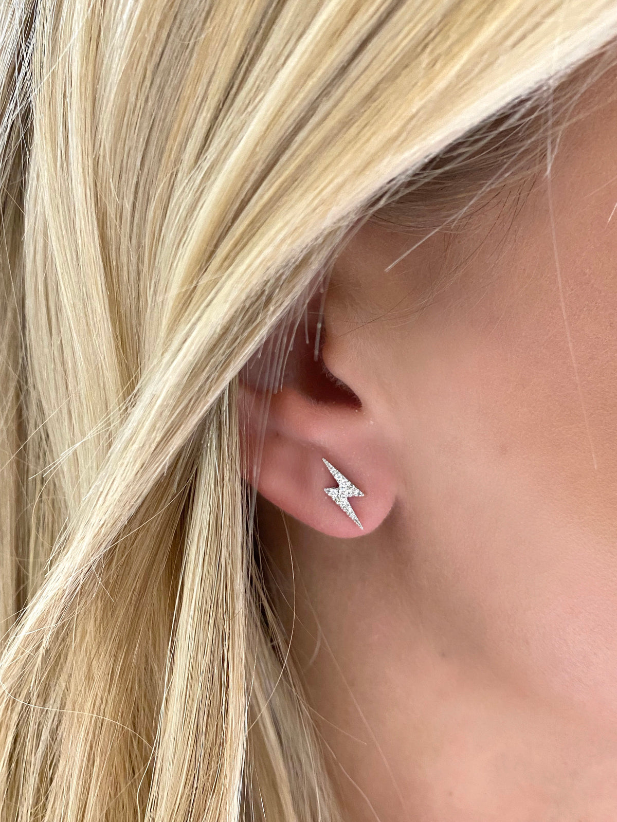 Skyler Tiny Lightning Bolt Diamond Stud Earrings