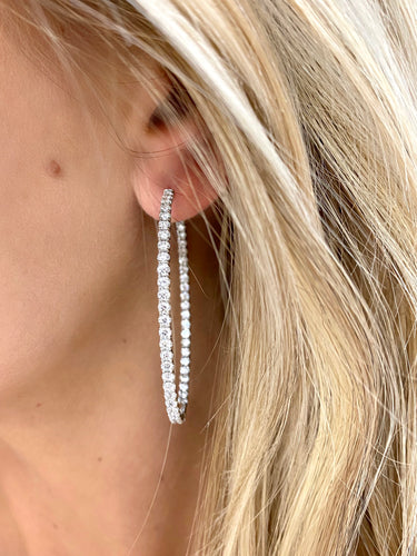 Eloise Double Sided Diamond Oval Hoop Earrings on model