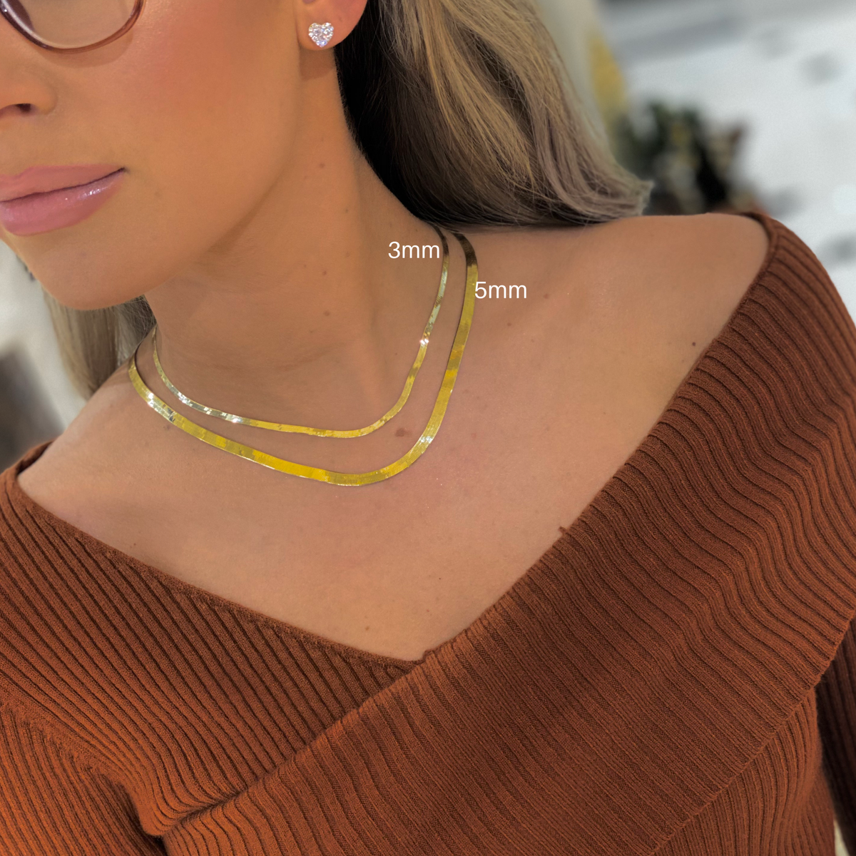 Britt Herringbone Necklace 5mm RW Fine Jewelry