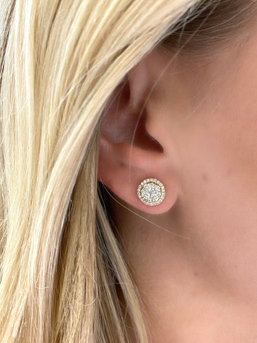 Olivia Round Diamond Halo Stud Earrings