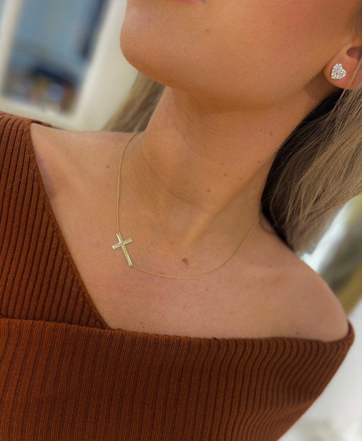 Genesis Sideways Cross Necklace