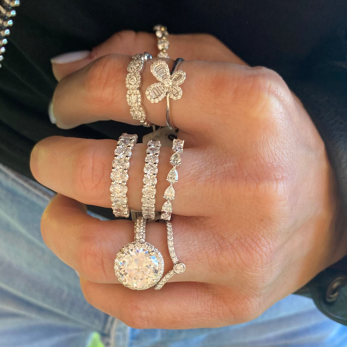 Chloe Baguette Butterfly Ring + Ring Stack