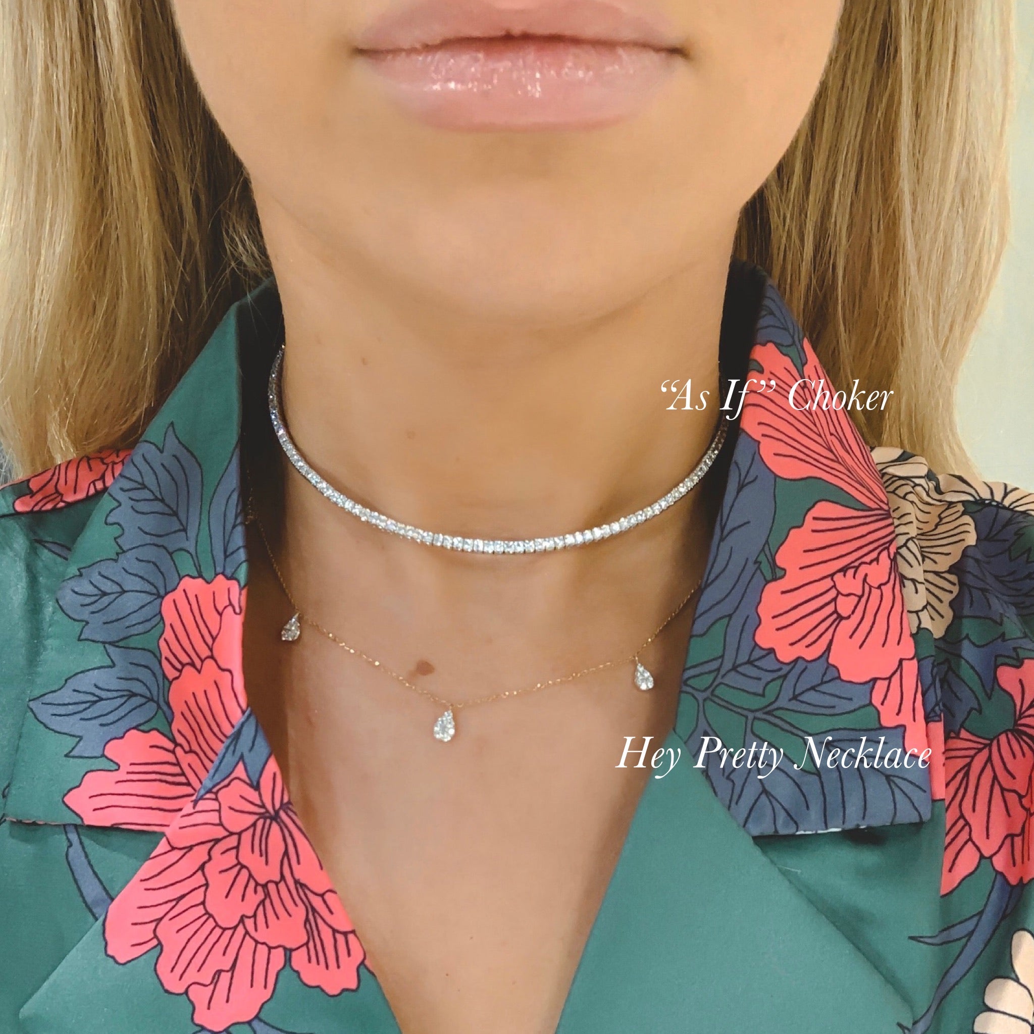 Womens diamond hot sale choker necklace