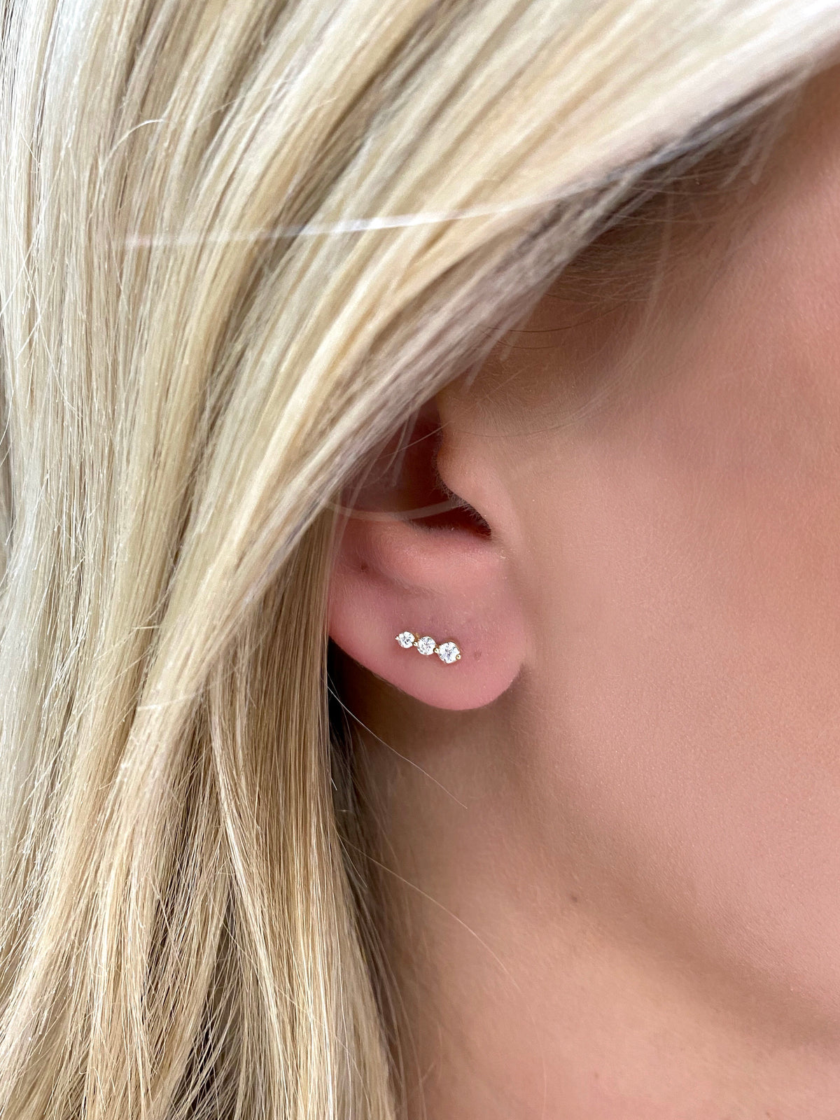 Gemma 3 Diamond Vertical Bar Stud Earrings