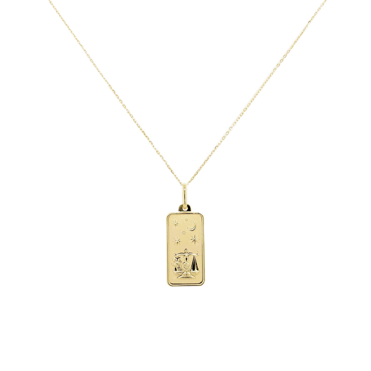 Zodiac 14k Gold Tag Necklace