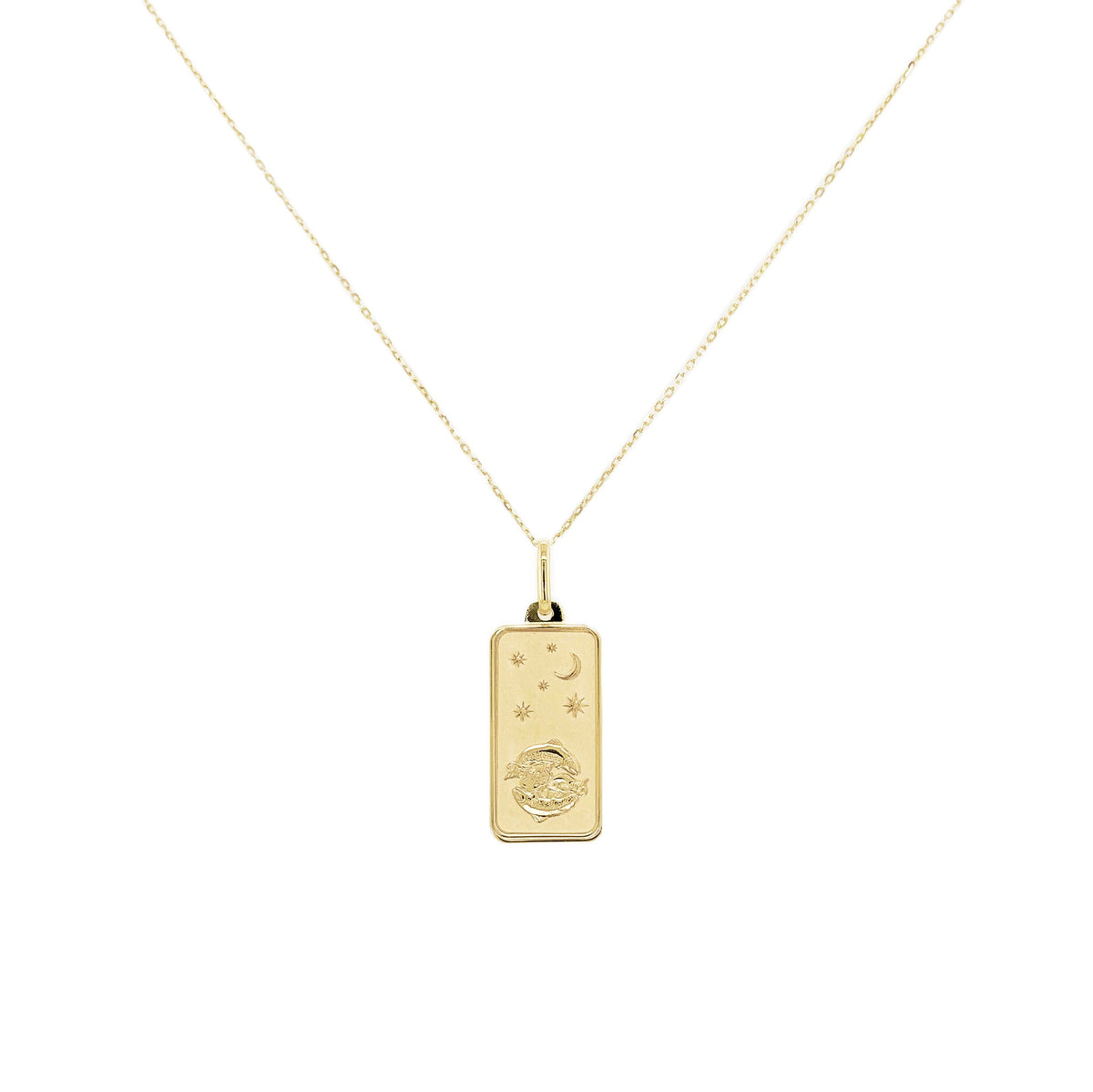 Zodiac 14k Gold Tag Necklace