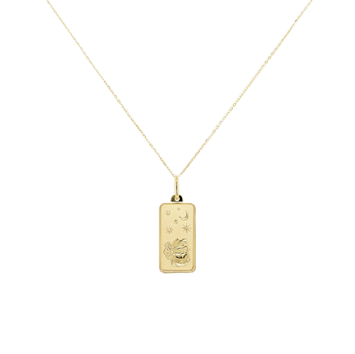 Zodiac 14k Gold Tag Necklace