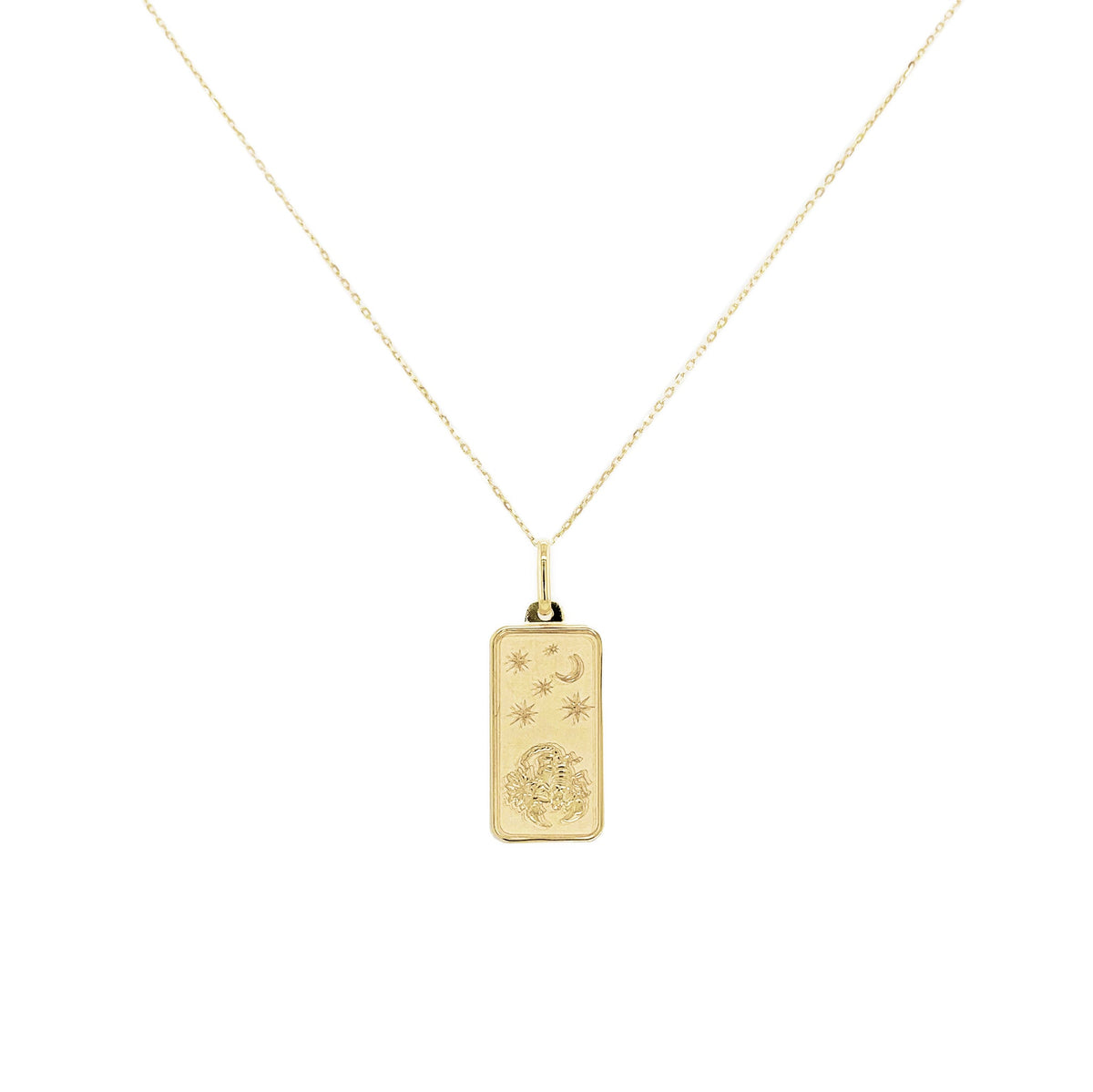 Zodiac 14k Gold Tag Necklace