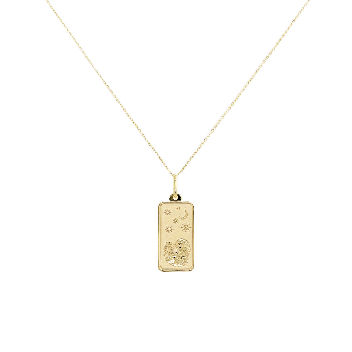 Zodiac 14k Gold Tag Necklace